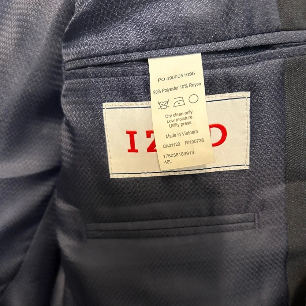 IZOD Men's Blue Classic-Fit‎ Stretch Blazer Sport Suit Coat Jacket Size 46L
